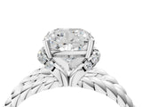 White gold Cushion Halo Twisted Band Four-Prong Ring_36