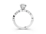 White gold Cushion Milgrain Bezel Diamond Engagement Ring with Solitaire Prong Setting_183