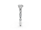 White gold Cushion Milgrain Bezel Diamond Engagement Ring with Solitaire Prong Setting_184