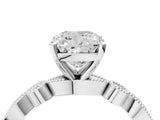 White gold Cushion Milgrain Bezel Diamond Engagement Ring with Solitaire Prong Setting_184