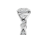 White gold Cushion Milgrain Bezel Diamond Engagement Ring with Solitaire Prong Setting_185
