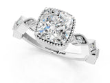 White gold Cushion Milgrain Marquise Diamond Twist Band Ring_39