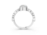 White gold Cushion Milgrain Marquise Diamond Twist Band Ring_41