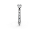 White gold Cushion Milgrain Pave Diamond Engagement Ring with Four-Prong Setting_173
