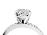 White gold Cushion Milgrain Pave Diamond Engagement Ring with Four-Prong Setting_175