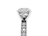 White gold Cushion Milgrain Pave Diamond Engagement Ring with Four-Prong Setting_176