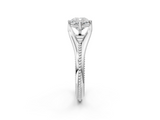 White gold Cushion Solitaire Beaded Band Six-Prong Setting_6