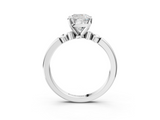 White gold Cushion Solitaire Beaded Band with Four-Prong Setting_72