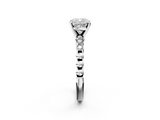 White gold Cushion Solitaire Bezel Accent Diamond Engagement Ring with Beaded Band and Four-Prong Setting_69