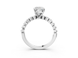 White gold Cushion Solitaire Bezel Accent Diamond Engagement Ring with Beaded Band and Four-Prong Setting_70
