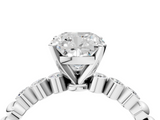White gold Cushion Solitaire Bezel Accent Diamond Engagement Ring with Beaded Band and Four-Prong Setting_71