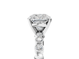 White gold Cushion Solitaire Bezel Accent Diamond Engagement Ring with Beaded Band and Four-Prong Setting_76