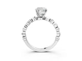 White gold Cushion Solitaire Bezel-Set Diamond Ring with Beaded Band and Four-Prong Setting_55