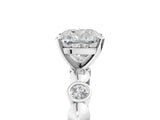 White gold Cushion Solitaire Bezel-Set Diamond Ring with Beaded Band and Four-Prong Setting_57