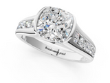 White gold Cushion Solitaire Bezel-Set Diamond Ring with Channel-Set Band_57
