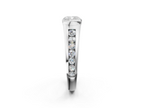 White gold Cushion Solitaire Bezel-Set Diamond Ring with Channel-Set Band_58
