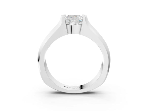 Platinum Cushion Cut Half Bezel Solitaire Engagement Ring Setting