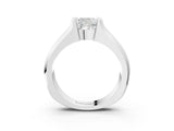 White gold Cushion Solitaire Bezel Set Diamond Ring with Wide Band_6