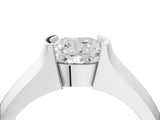 White gold Cushion Solitaire Bezel Set Diamond Ring with Wide Band_7