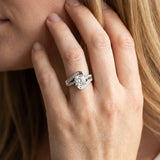 White gold Cushion Solitaire Bypass Diamond Engagement Ring with Channel-Set Band and Four-Prong Setting_5
