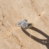 White gold Cushion Solitaire Bypass Diamond Engagement Ring with Channel-Set Band and Four-Prong Setting_6