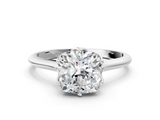 White gold Cushion Solitaire Cathedral Diamond Ring with Six-Prong Setting_25