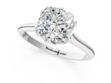 White gold Cushion Solitaire Cathedral Diamond Ring with Six-Prong Setting_26