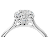 White gold Cushion Solitaire Cathedral Diamond Ring with Six-Prong Setting_29