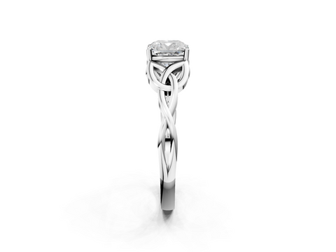 White gold Cushion Solitaire Celtic Knot Engagement Ring with Four-Prong Setting_105