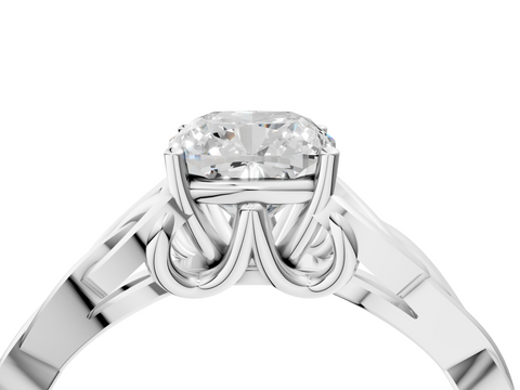 White gold Cushion Solitaire Celtic Knot Engagement Ring with Four-Prong Setting_107
