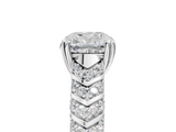White gold Cushion Solitaire Chevron Pave Diamond Engagement Ring with Six-Prong Setting_8