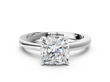 White gold Cushion Solitaire Diamond Engagement Ring with Four-Prong Setting on a Classic Band_23
