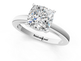 White gold Cushion Solitaire Diamond Engagement Ring with Four-Prong Setting on a Classic Band_24