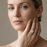 White gold Cushion Solitaire Diamond Engagement Ring with Pavé Band and Six-Prong Setting_13