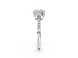 White gold Cushion Solitaire Diamond Engagement Ring with Pavé Band and Six-Prong Setting_61