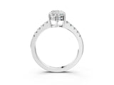 White gold Cushion Solitaire Diamond Engagement Ring with Pavé Band and Six-Prong Setting_62