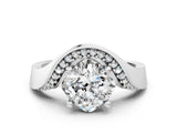 White gold Cushion Solitaire Diamond Engagement Ring with Pave Band and Four-Prong Setting_26