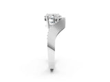 White gold Cushion Solitaire Diamond Engagement Ring with Pave Band and Four-Prong Setting_28