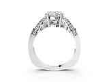 White gold Cushion Solitaire Diamond Engagement Ring with Pave Band and Four-Prong Setting_29