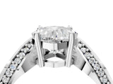 White gold Cushion Solitaire Diamond Engagement Ring with Pave Band and Four-Prong Setting_30