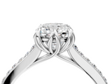 White gold Cushion Solitaire Diamond Engagement Ring with Pave Band and Six-Prong Setting_118
