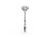 White gold Cushion Solitaire Diamond Engagement Ring with Pave Band and Six-Prong Setting_121