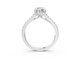 White gold Cushion Solitaire Diamond Engagement Ring with Pave Band and Six-Prong Setting_122