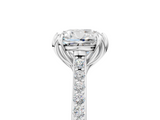 White gold Cushion Solitaire Diamond Engagement Ring with Pave Band and Six-Prong Setting_124