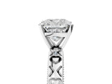White gold Cushion Solitaire Diamond Engagement Ring with XO Engraved Band and Four-Prong Setting 5