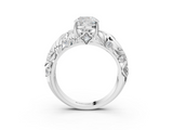 White gold Cushion Solitaire Diamond Leaf Vine Band with Prong Setting_87
