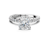 White gold Cushion Solitaire Diamond Pavé Band with Four-Prong Setting_80