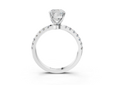 White gold Cushion Solitaire Diamond Pavé Band with Four-Prong Setting_83