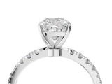 White gold Cushion Solitaire Diamond Pavé Band with Four-Prong Setting_84
