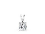 White gold Cushion Solitaire Diamond Prong Pendant_19